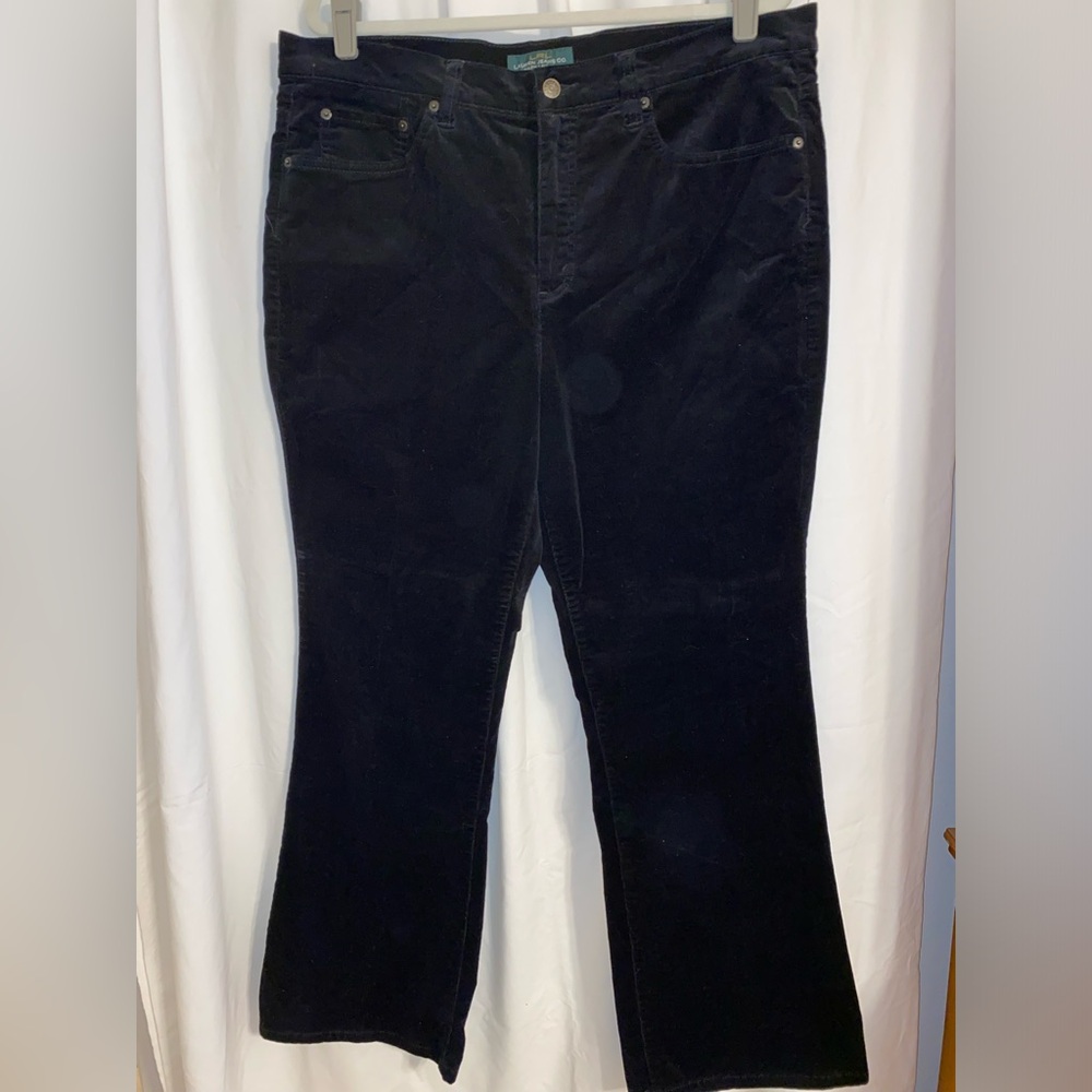 Lauren Ralph Lauren Vtg Black Velour Corduroy Classic Bootcut Jeans Sz 16